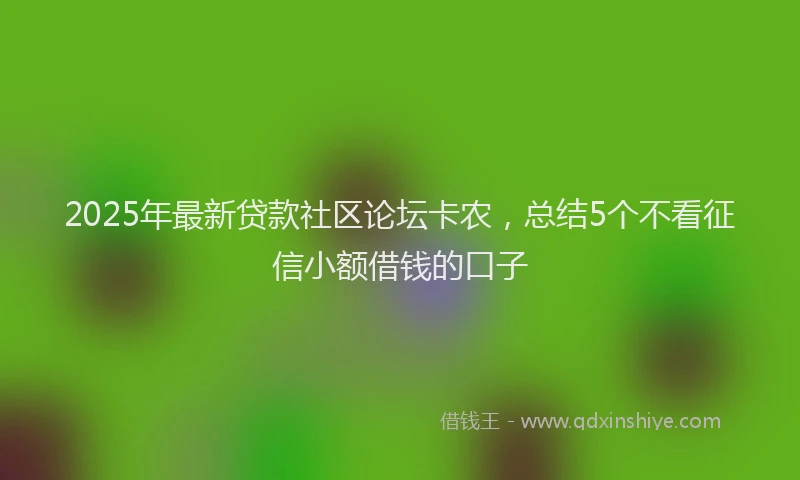 2025年最新贷款社区论坛卡农，总结5个不看征信小额借钱的口子