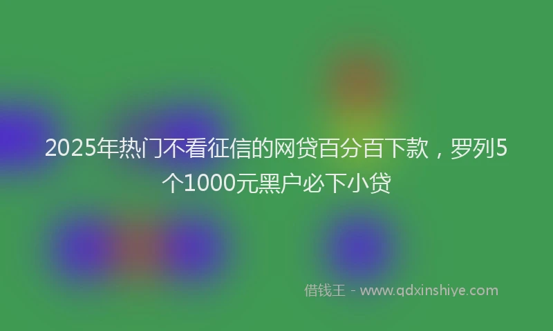 2025年热门不看征信的网贷百分百下款，罗列5个1000元黑户必下小贷