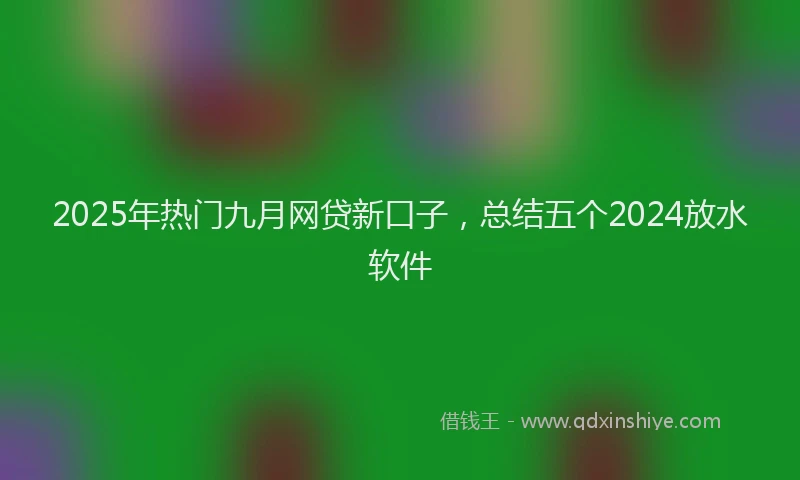 2025年热门九月网贷新口子，总结五个2024放水软件