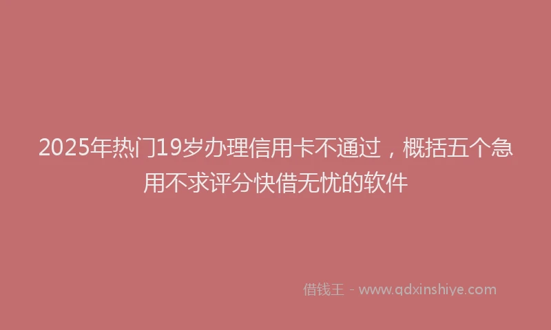 2025年热门19岁办理信用卡不通过，概括五个急用不求评分快借无忧的软件