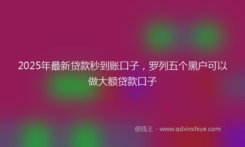 2025年最新贷款秒到账口子，罗列五个黑户可以做大额贷款口子