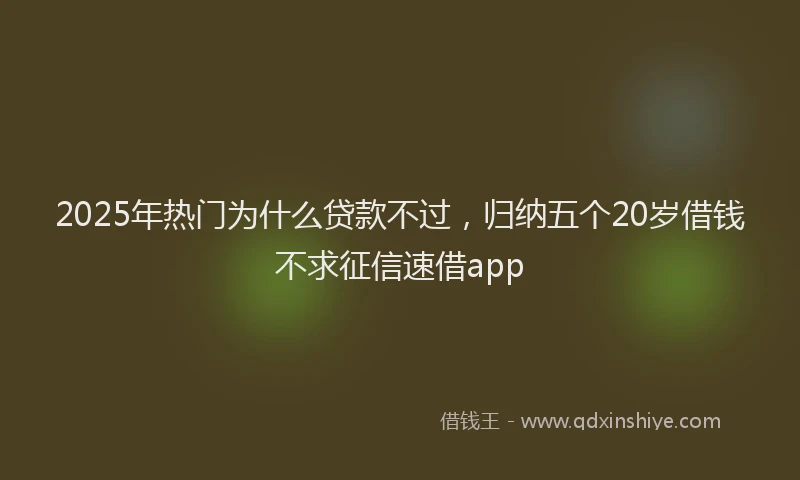 2025年热门为什么贷款不过，归纳五个20岁借钱不求征信速借app