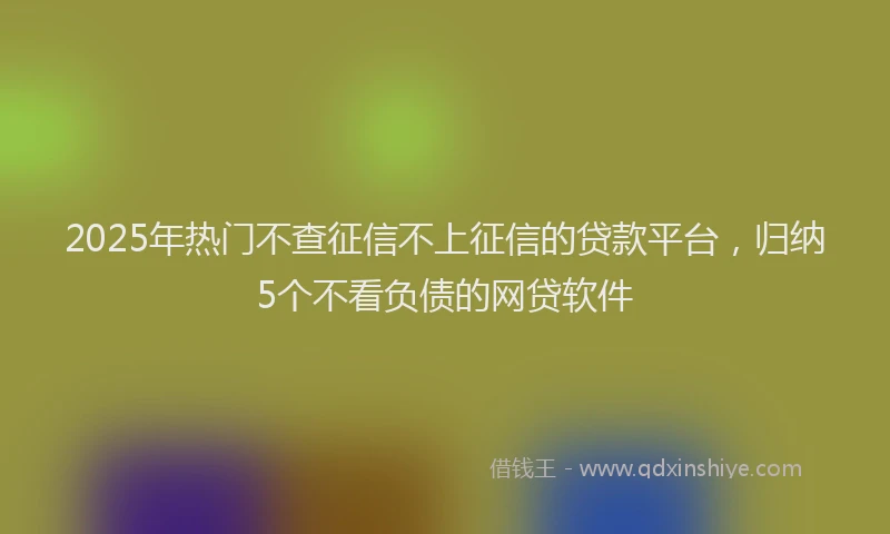2025年热门不查征信不上征信的贷款平台，归纳5个不看负债的网贷软件