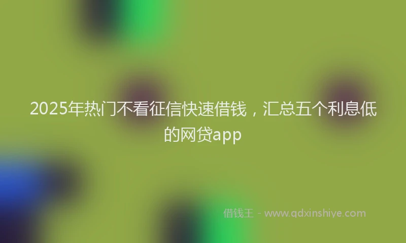 2025年热门不看征信快速借钱，汇总五个利息低的网贷app