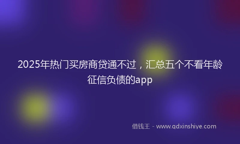 2025年热门买房商贷通不过，汇总五个不看年龄征信负债的app