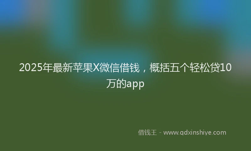 2025年最新苹果X微信借钱，概括五个轻松贷10万的app