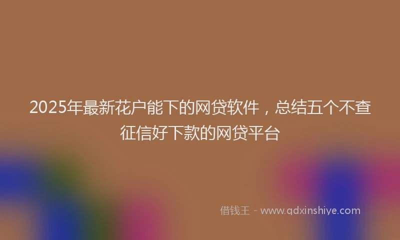 2025年最新花户能下的网贷软件，总结五个不查征信好下款的网贷平台
