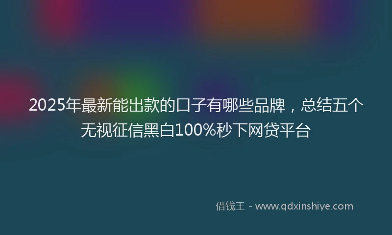 2025年最新能出款的口子有哪些品牌，总结五个无视征信黑白100%秒下网贷平台