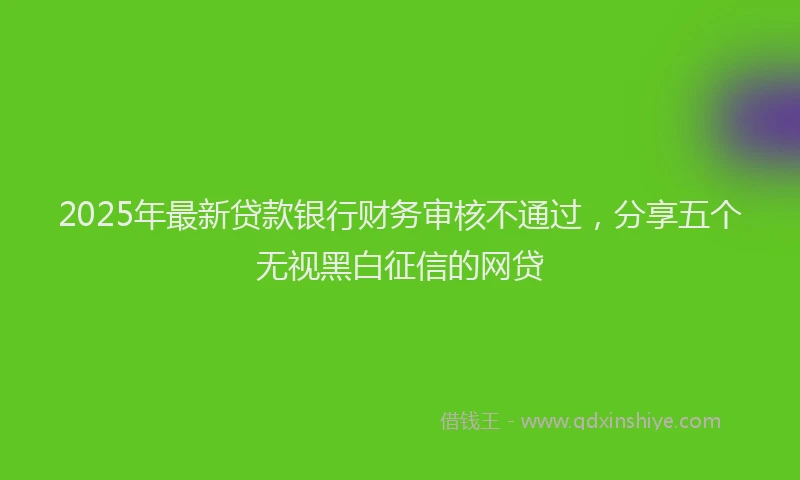 2025年最新贷款银行财务审核不通过，分享五个无视黑白征信的网贷