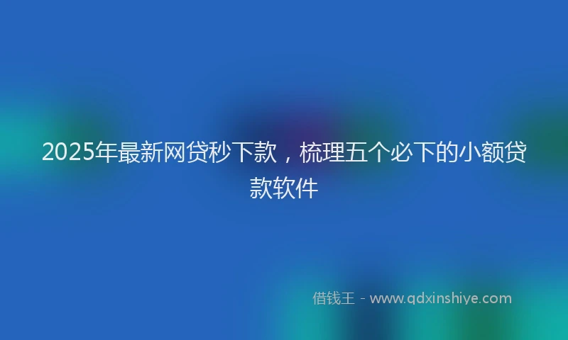 2025年最新网贷秒下款，梳理五个必下的小额贷款软件