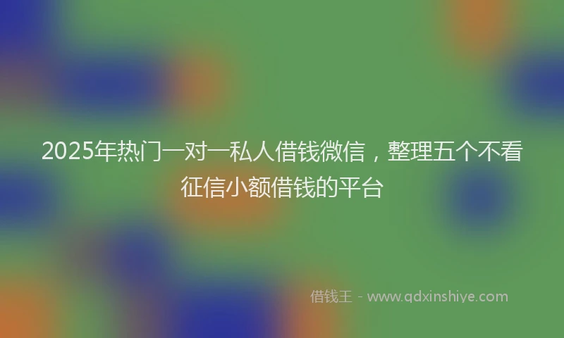 2025年热门一对一私人借钱微信，整理五个不看征信小额借钱的平台