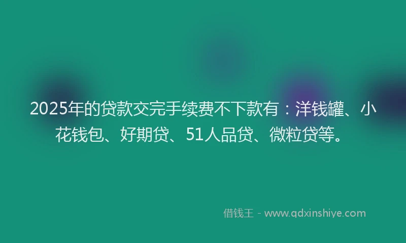 2025年的贷款交完手续费不下款有：洋钱罐、小花钱包、好期贷、51人品贷、微粒贷等。
