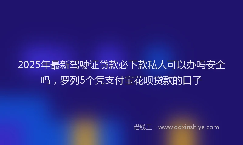 2025年最新驾驶证贷款必下款私人可以办吗安全吗，罗列5个凭支付宝花呗贷款的口子