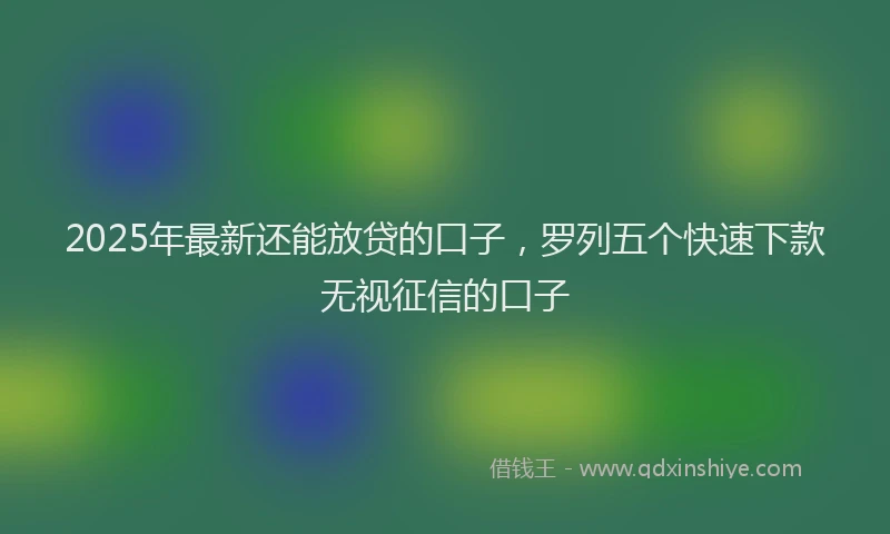2025年最新还能放贷的口子，罗列五个快速下款无视征信的口子