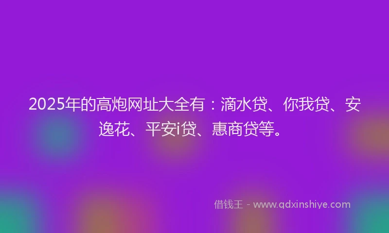 2025年的高炮网址大全有：滴水贷、你我贷、安逸花、平安i贷、惠商贷等。