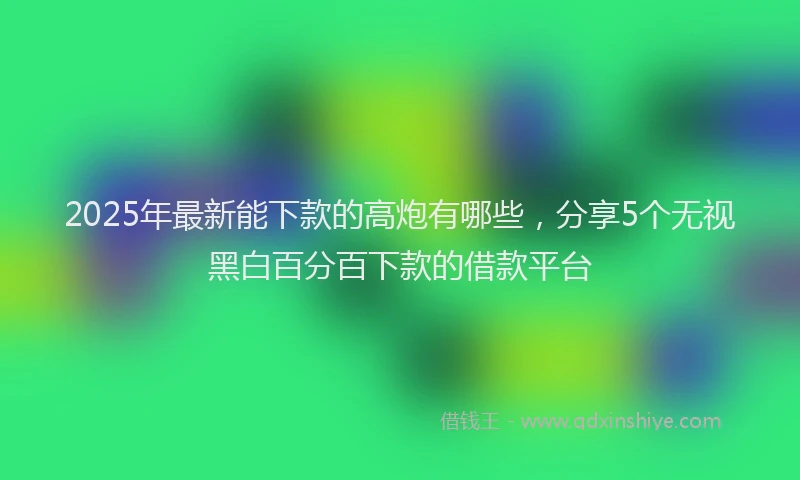 2025年最新能下款的高炮有哪些，分享5个无视黑白百分百下款的借款平台