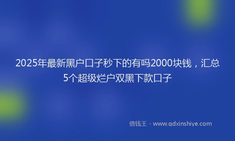 2025年最新黑户口子秒下的有吗2000块钱，汇总5个超级烂户双黑下款口子