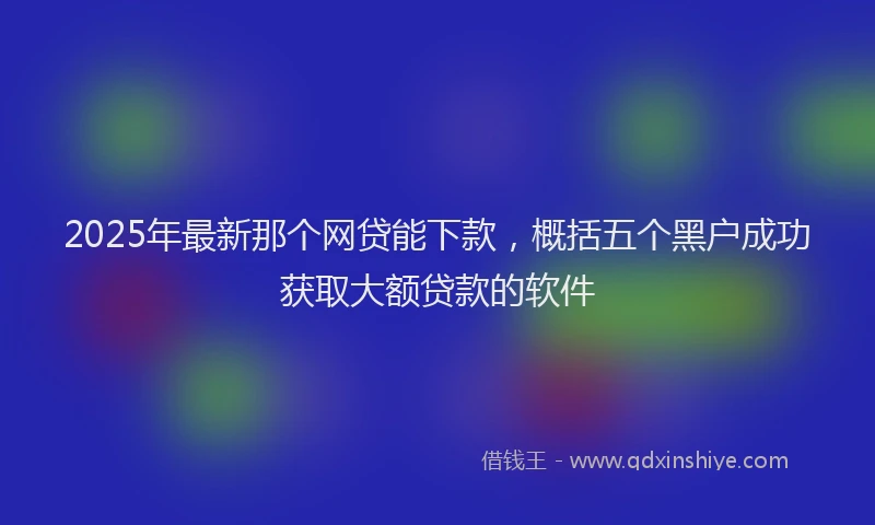 2025年最新那个网贷能下款，概括五个黑户成功获取大额贷款的软件