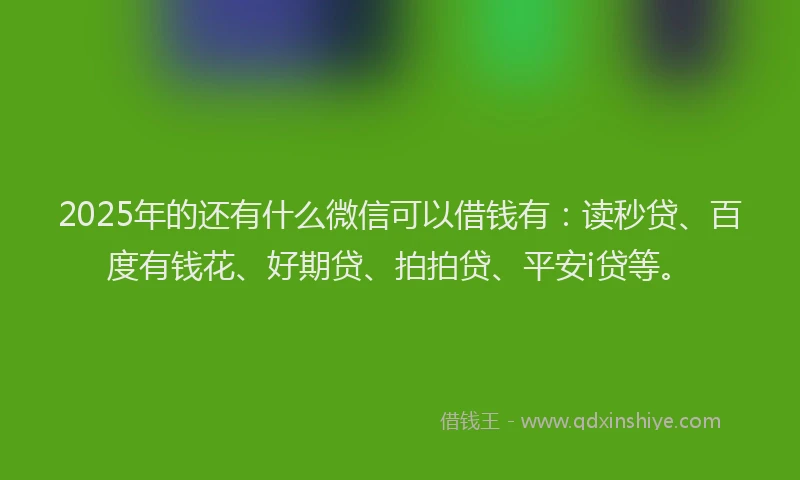 2025年的还有什么微信可以借钱有：读秒贷、百度有钱花、好期贷、拍拍贷、平安i贷等。