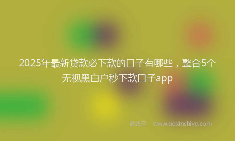 2025年最新贷款必下款的口子有哪些，整合5个无视黑白户秒下款口子app