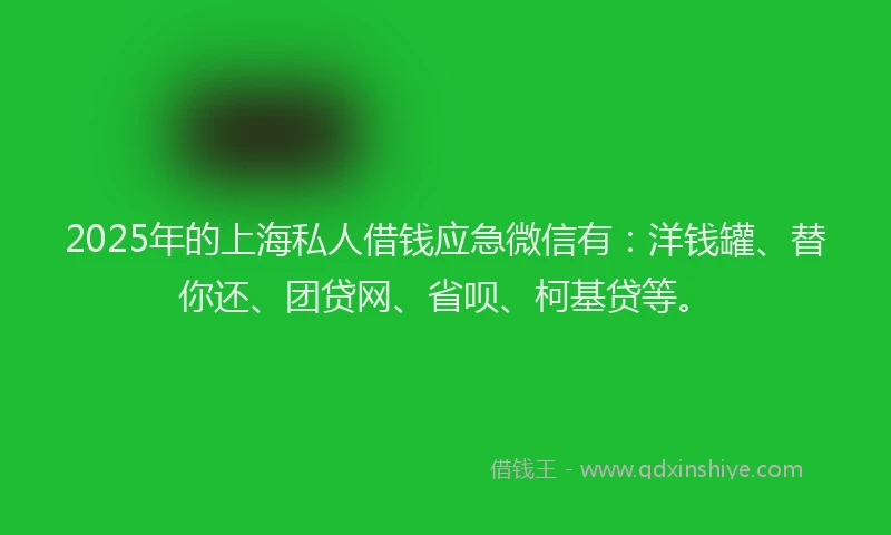 2025年的上海私人借钱应急微信有：洋钱罐、替你还、团贷网、省呗、柯基贷等。
