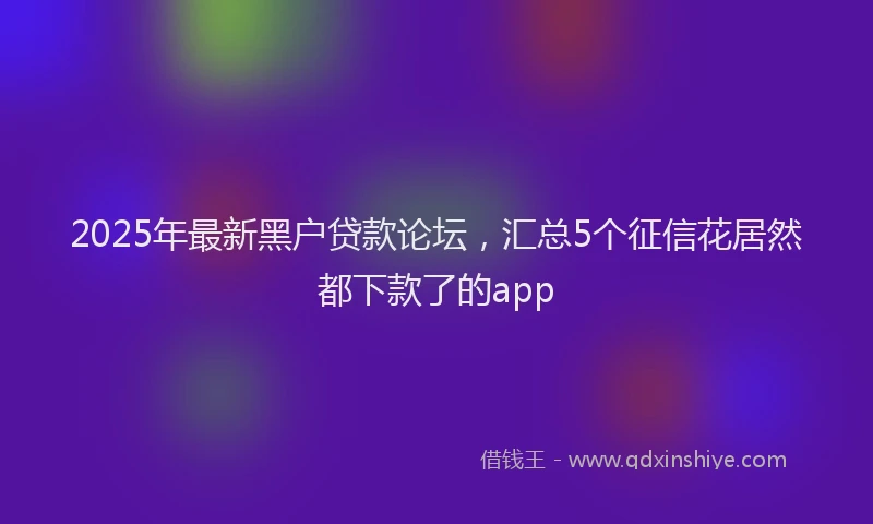 2025年最新黑户贷款论坛，汇总5个征信花居然都下款了的app