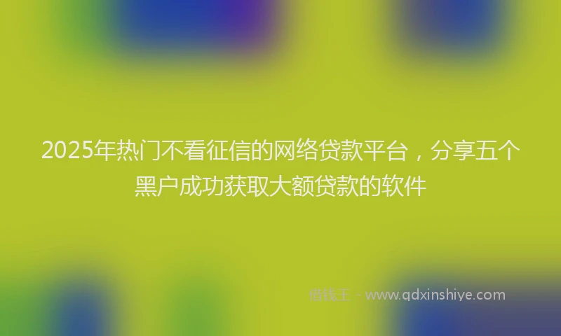 2025年热门不看征信的网络贷款平台，分享五个黑户成功获取大额贷款的软件