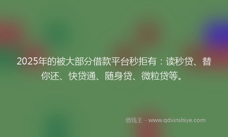 2025年的被大部分借款平台秒拒有：读秒贷、替你还、快贷通、随身贷、微粒贷等。