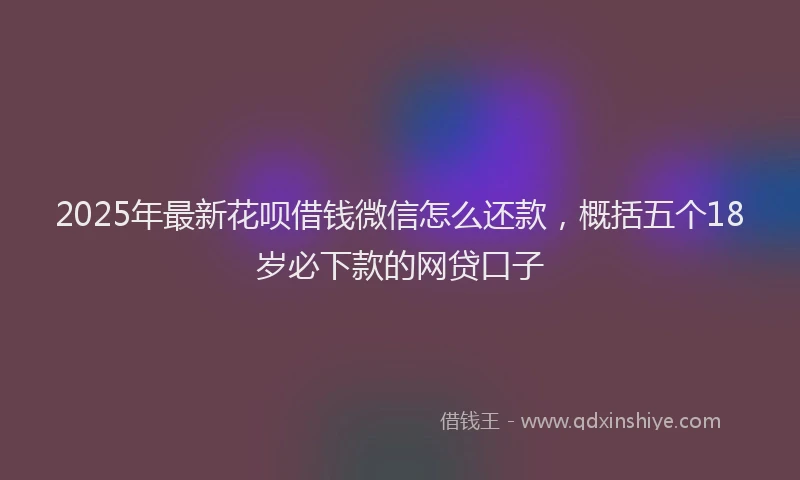 2025年最新花呗借钱微信怎么还款，概括五个18岁必下款的网贷口子