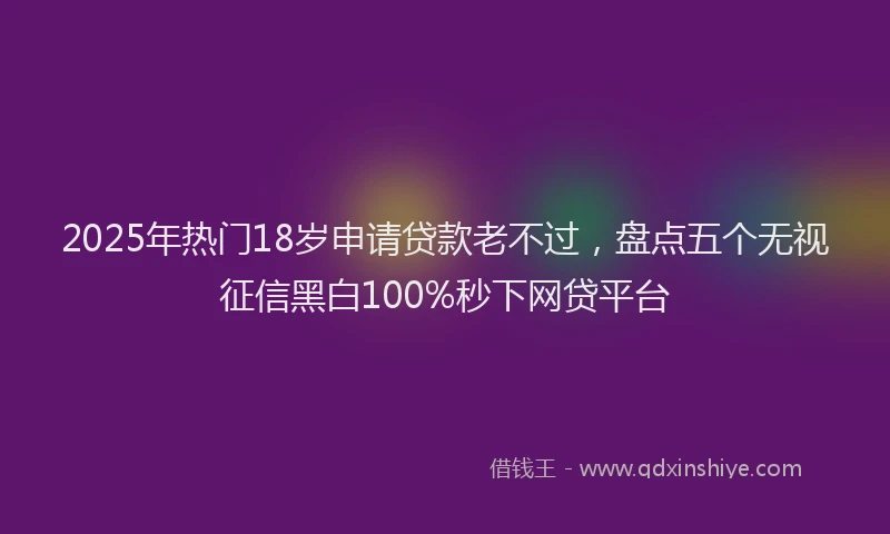 2025年热门18岁申请贷款老不过，盘点五个无视征信黑白100%秒下网贷平台