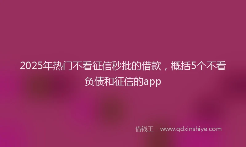 2025年热门不看征信秒批的借款，概括5个不看负债和征信的app