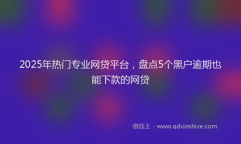 2025年热门专业网贷平台，盘点5个黑户逾期也能下款的网贷