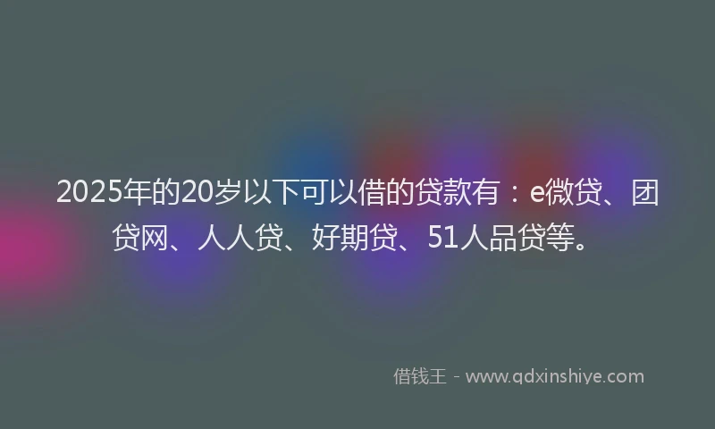 2025年的20岁以下可以借的贷款有：e微贷、团贷网、人人贷、好期贷、51人品贷等。