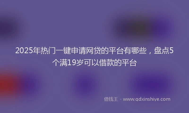 2025年热门一键申请网贷的平台有哪些，盘点5个满19岁可以借款的平台