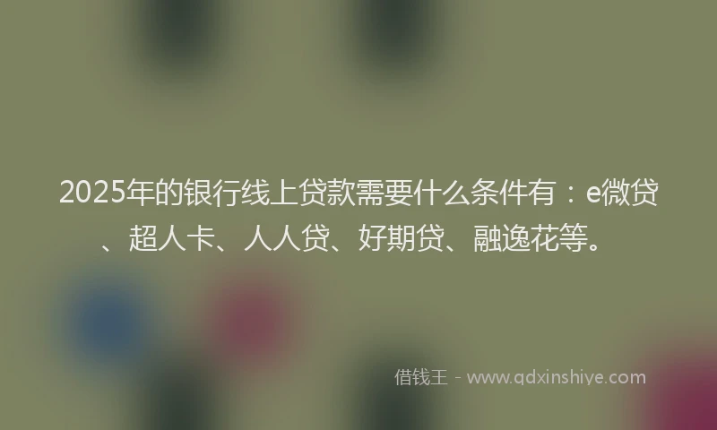 2025年的银行线上贷款需要什么条件有：e微贷、超人卡、人人贷、好期贷、融逸花等。