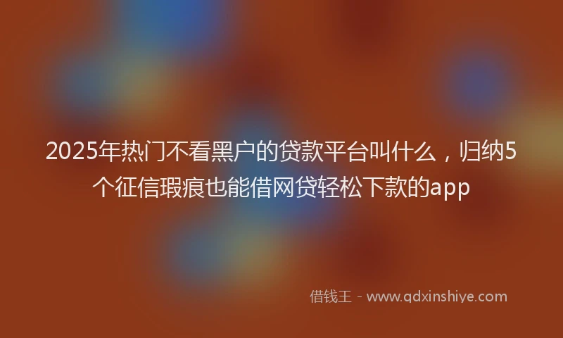 2025年热门不看黑户的贷款平台叫什么，归纳5个征信瑕疵也能借网贷轻松下款的app