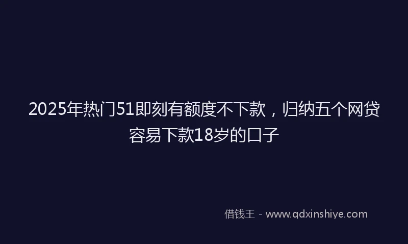 2025年热门51即刻有额度不下款，归纳五个网贷容易下款18岁的口子