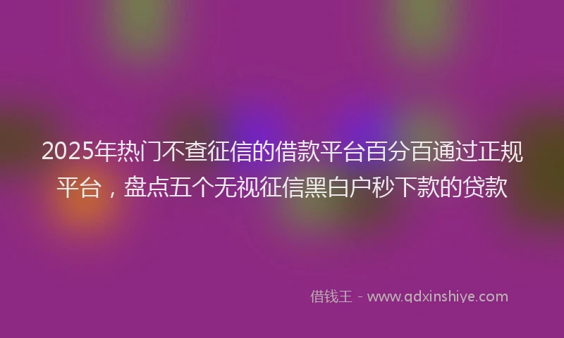 2025年热门不查征信的借款平台百分百通过正规平台，盘点五个无视征信黑白户秒下款的贷款