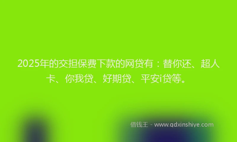 2025年的交担保费下款的网贷有：替你还、超人卡、你我贷、好期贷、平安i贷等。