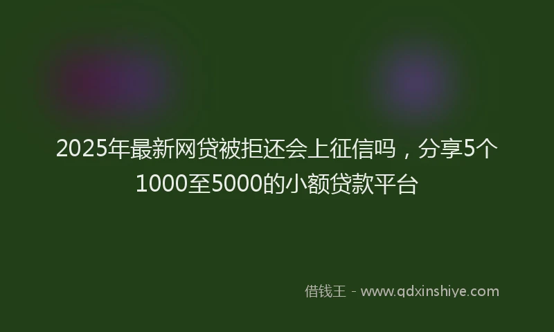 2025年最新网贷被拒还会上征信吗，分享5个1000至5000的小额贷款平台