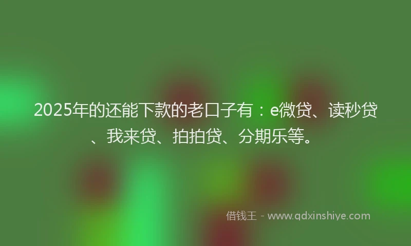 2025年的还能下款的老口子有：e微贷、读秒贷、我来贷、拍拍贷、分期乐等。