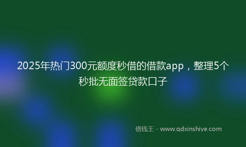 2025年热门300元额度秒借的借款app，整理5个秒批无面签贷款口子