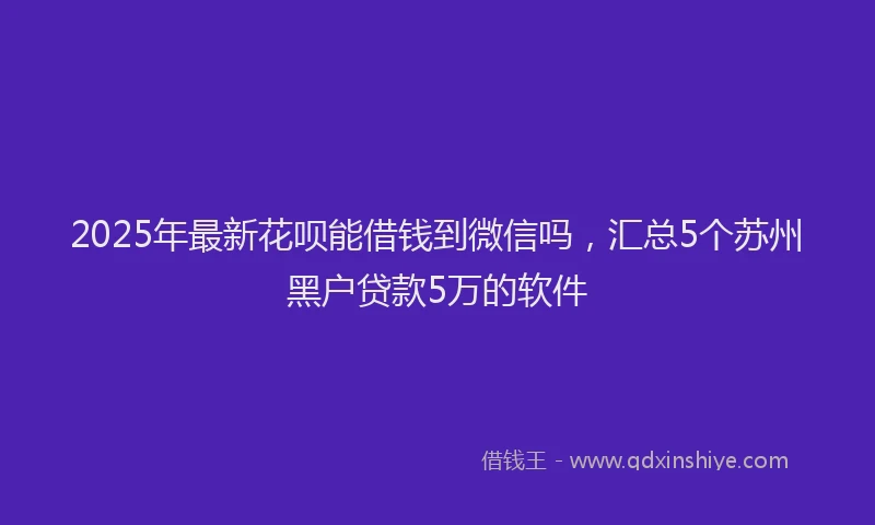 2025年最新花呗能借钱到微信吗，汇总5个苏州黑户贷款5万的软件