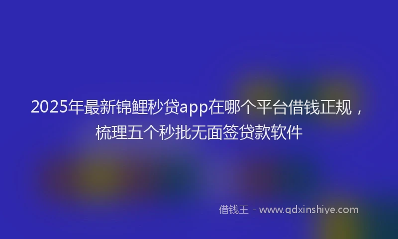 2025年最新锦鲤秒贷app在哪个平台借钱正规，梳理五个秒批无面签贷款软件