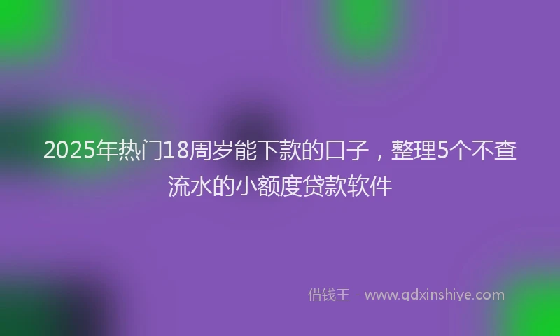 2025年热门18周岁能下款的口子，整理5个不查流水的小额度贷款软件