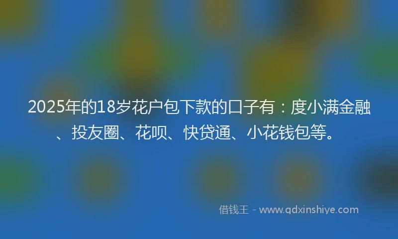 2025年的18岁花户包下款的口子有：度小满金融、投友圈、花呗、快贷通、小花钱包等。