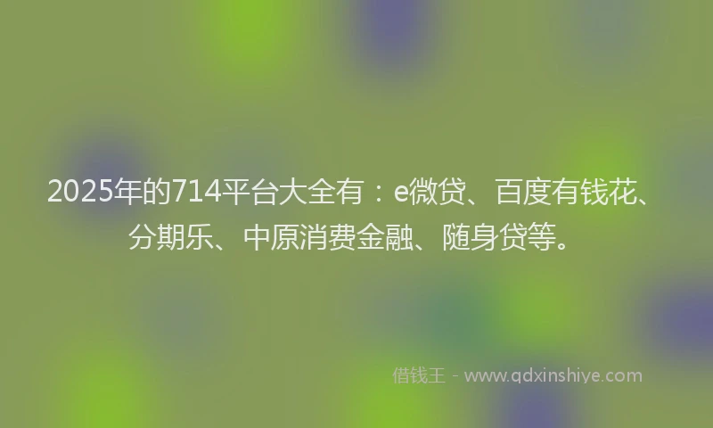 2025年的714平台大全有：e微贷、百度有钱花、分期乐、中原消费金融、随身贷等。