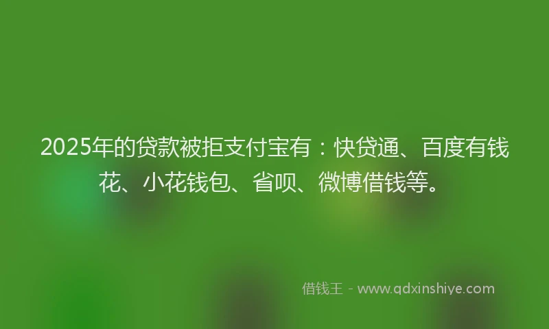 2025年的贷款被拒支付宝有：快贷通、百度有钱花、小花钱包、省呗、微博借钱等。