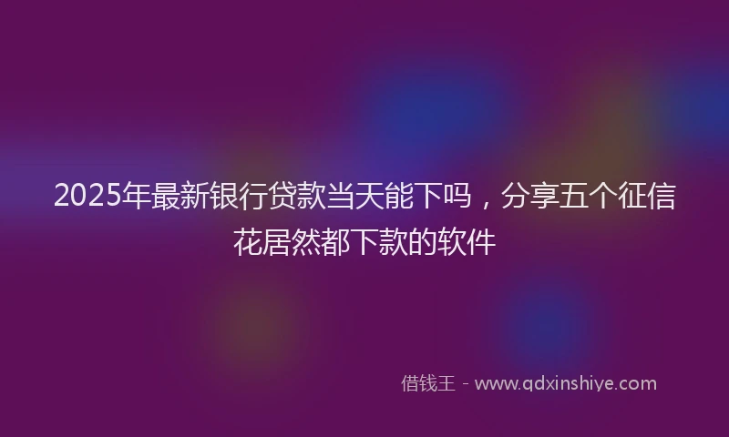 2025年最新银行贷款当天能下吗，分享五个征信花居然都下款的软件