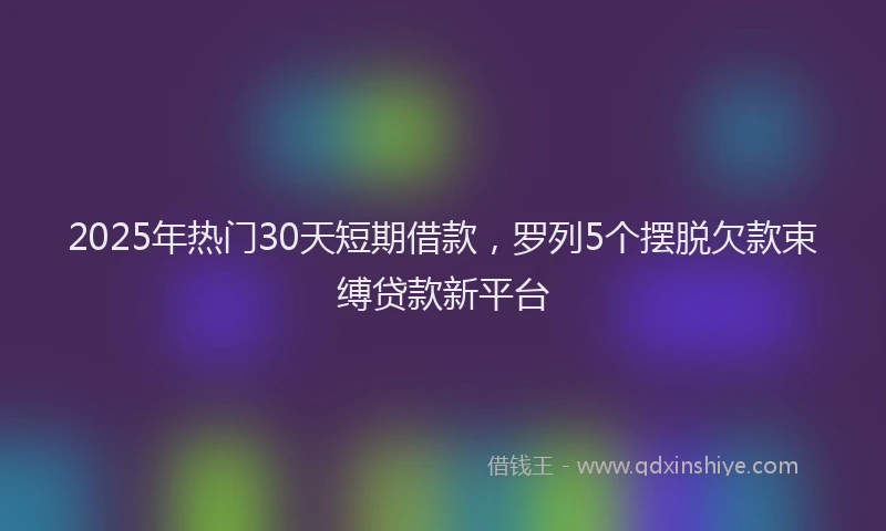 2025年热门30天短期借款，罗列5个摆脱欠款束缚贷款新平台
